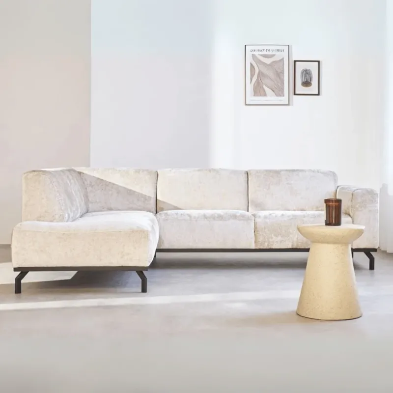 Banken - Ecksofa mit hohen Beinen beige Samt Chloe - links - Dimehouse