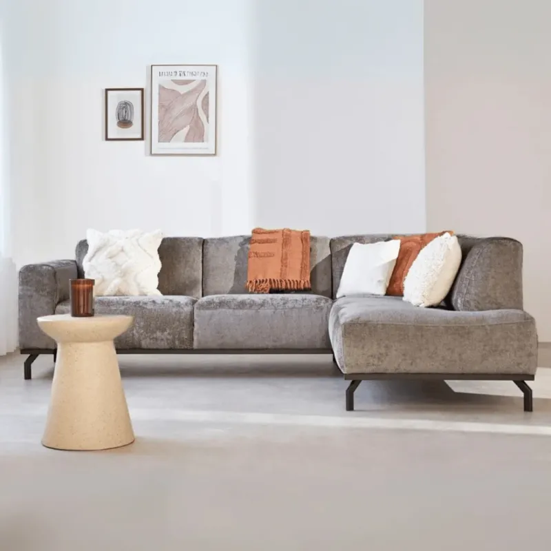 Banken - Ecksofa mit hohen Beinen taupe Samt Chloe – richtig – Dimehouse