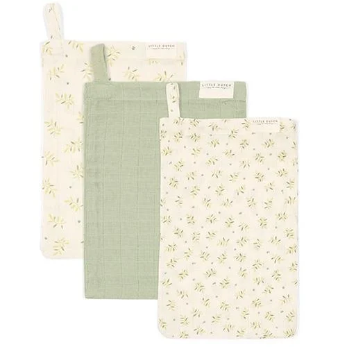 Little Dutch Waschlappen Set Grün Essentials Blueberry Leaves Hauptansicht