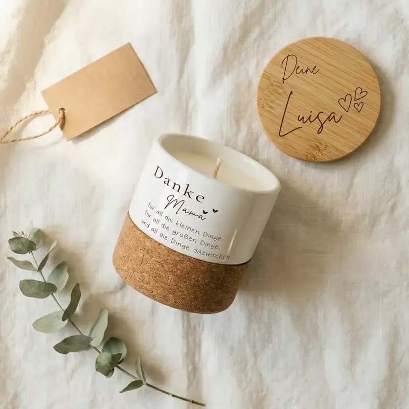 Duftkerze Vanille Keramik Danke Mama Herzen – Wohnzimmer-Lifestyle mit Vanille