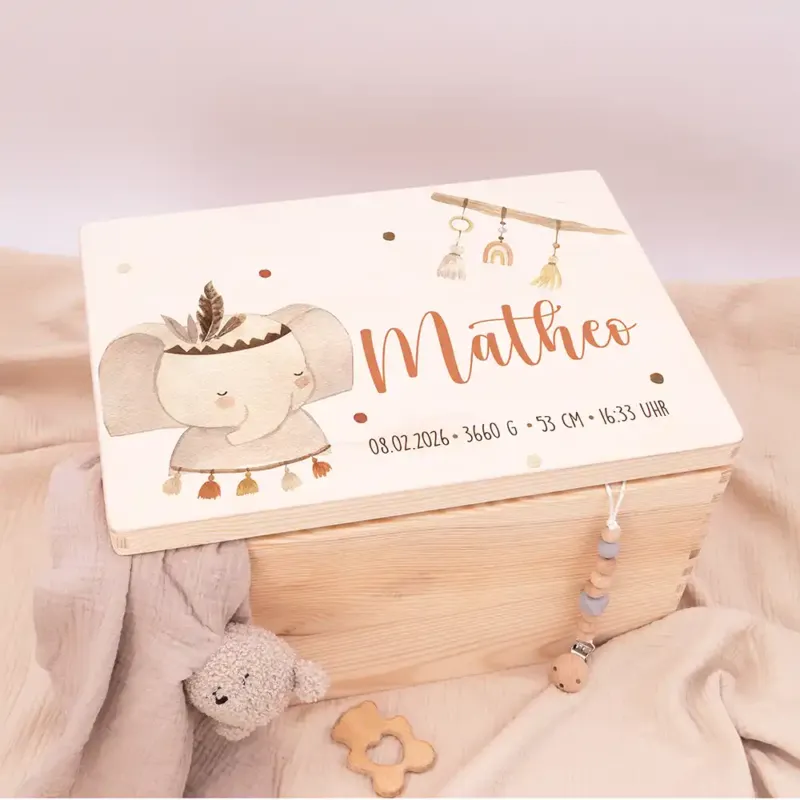 Erinnerungsbox Baby Elephant Boho