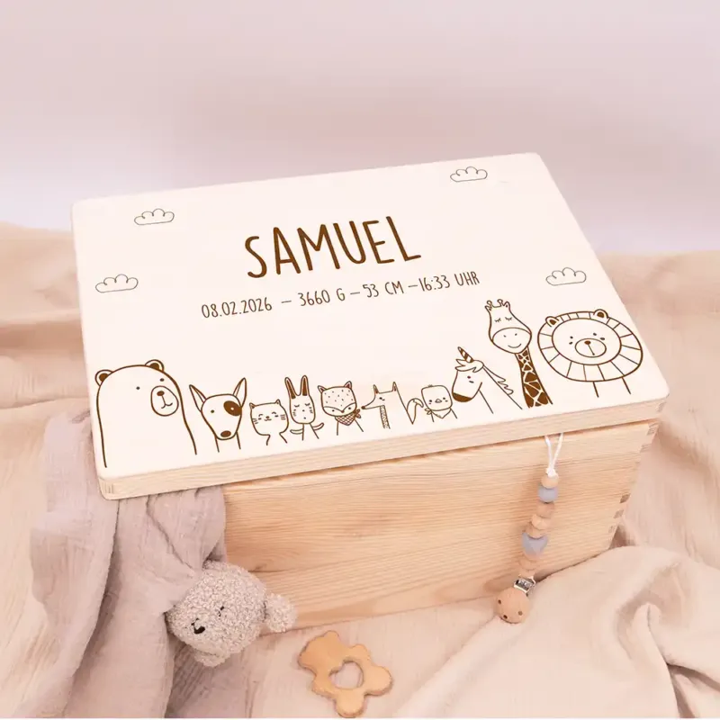 Erinnerungsbox Baby - Tierfamilie Jungle