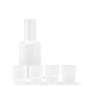 Ripple Glasses Set of 4 and Carafe Gift Set in frosted, ribbed carafe with four small glasses