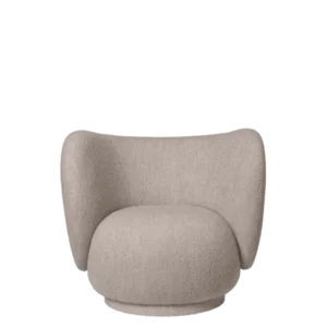 Rico Kids Lounge Chair in natural soft bouclé with curved wingback