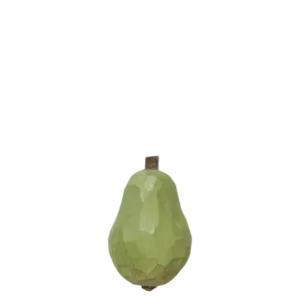 Pear Hand-carved Hook in mistletoe, faceted pear shape with a dark stem