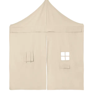 Settle Corner Curtain in off-white, house-shaped play curtain with window and postbox