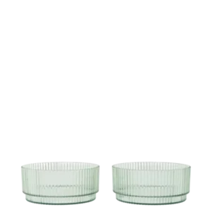 Ripple Kids Bowls in tea green, set of two ribbed bowls