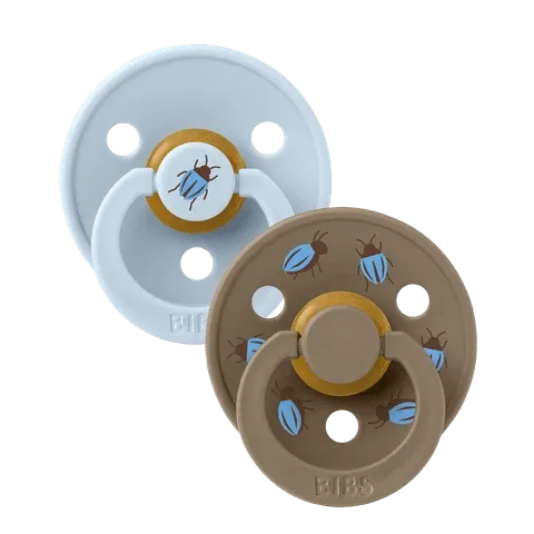 STUDIO Colour Pacifiers 2 Pack Beetle Mix - Baby Blue/Dark Oak