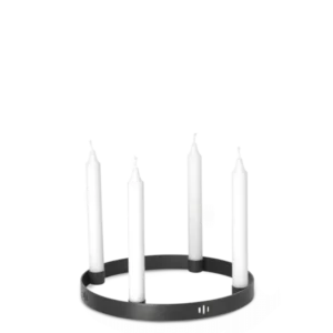 Candle Holder Circle small in black brass with four white candles