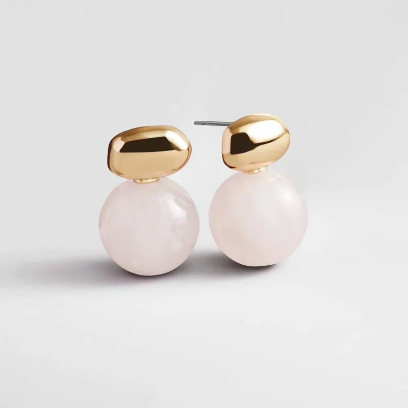 Nat Stud Earrings - Rose Quartz