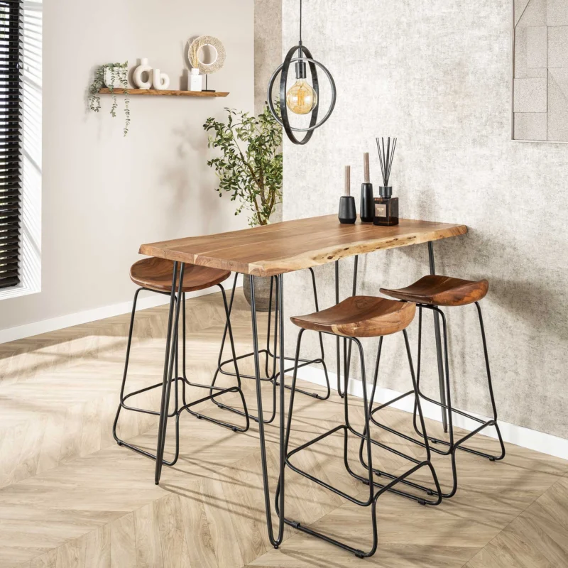 Stehtische - Industrie Bartisch Akazienholz Elin 130 cm - Dimehouse