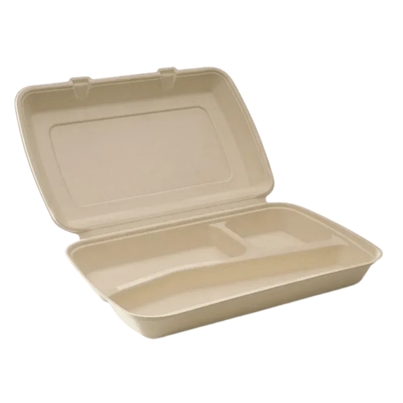 takeaware.nl Maaltijdbakken en schalen Menubox 3-vaks HP12 suikerriet BIO