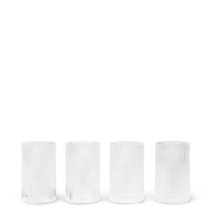 Ripple Verrines in clear, set of four ribbed glasses in a row