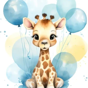 Motivtransfer 3209 Giraffe mit Ballons
