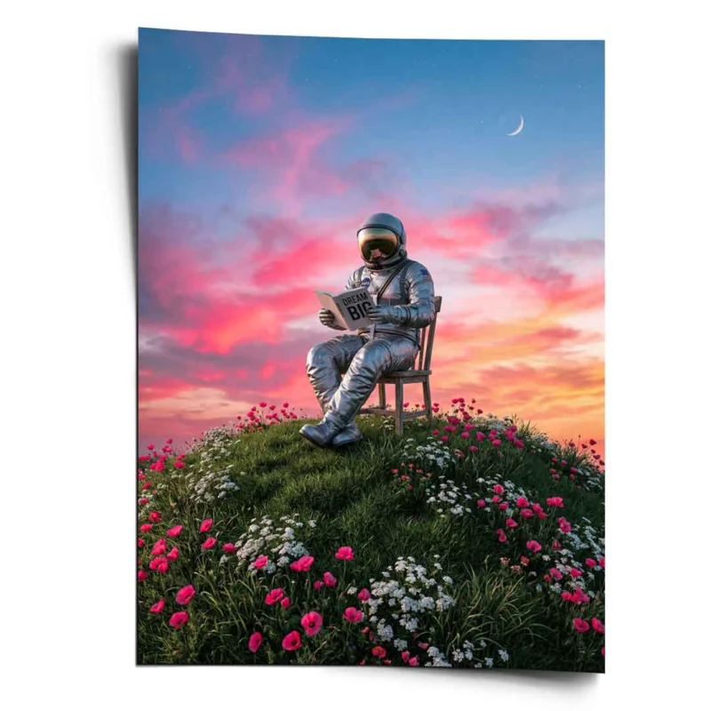 DOTCOMCANVAS® Astronaut's Big Dreams Poster – Vorderansicht