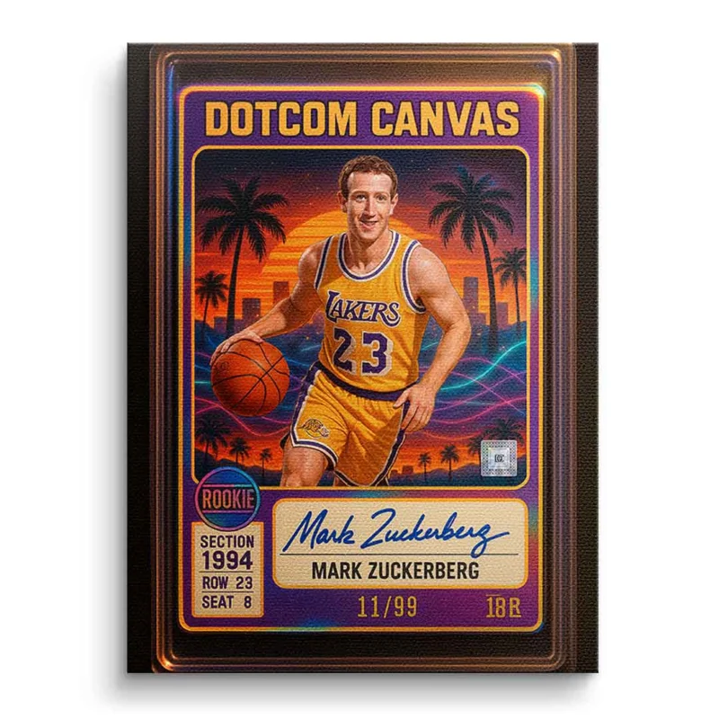 DOTCOMCANVAS Mark Zuckerberg Basketball Card Leinwandbild Frontansicht Ohne Rahmen