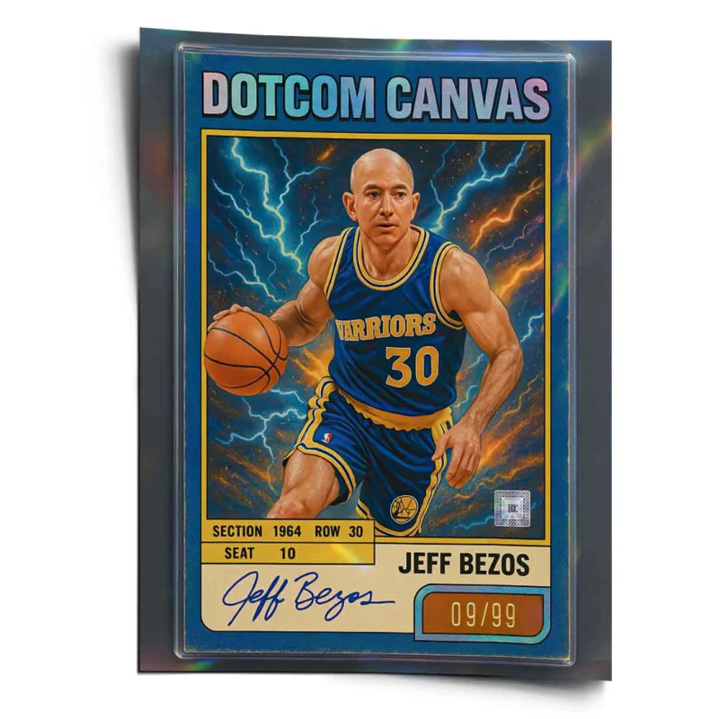 DOTCOMCANVAS® Jeff Bezos Basketball Card Poster Frontansicht
