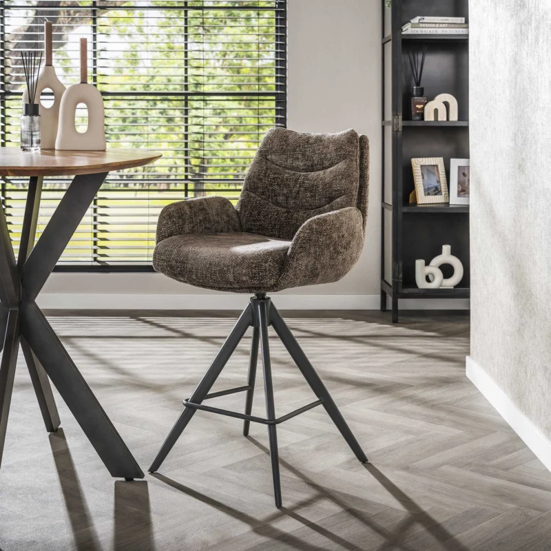 Barhocker - Barhocker Elite-Taupe Chenille Stoff Reichhaltig drehbar - Dimehouse