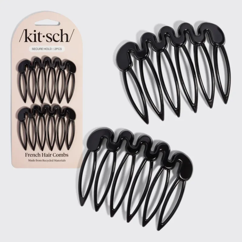 KITSCH Black French Hair Combs 2pc Set — hero product shot