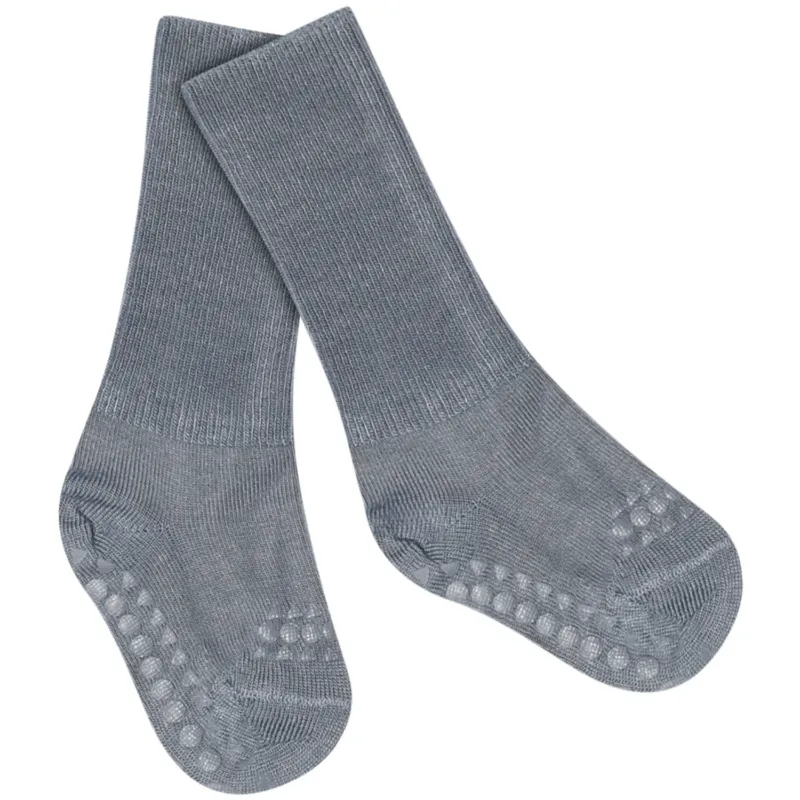 Gobabygo Stone Blue Non-Slip Strumpor Bambu