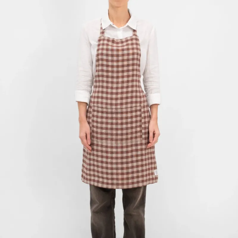 Leinen-Schürze Daily, Chocolate Gingham