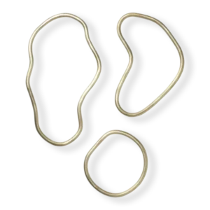 Pond Trivets in brass, set of three irregular rings seen from above