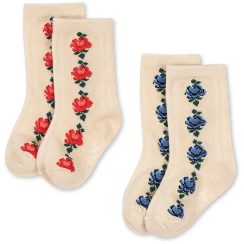 Konges Sløjd Rose Mix 2 Pack Fine Jaquard Strumpor