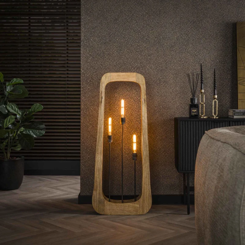 Stehlampen - Stehlampe Bio-Akira Mangoholz 3L - Dimehouse