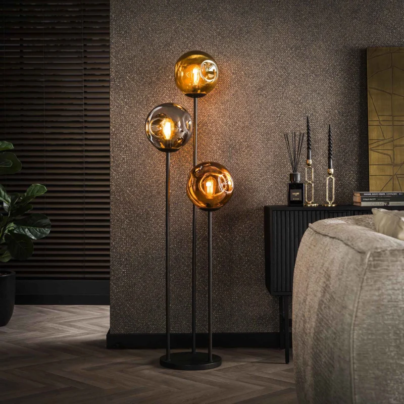 Stehlampen - Stehlampe Ada 3 - helles Glas - Dimehouse