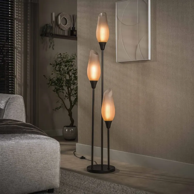 Stehlampe Cocoon 3-Licht in Sienabraun
