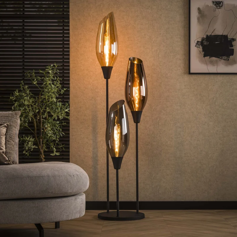 Stehlampen - Modern Stehlampe Coco 3 - helles Glas - Dimehouse
