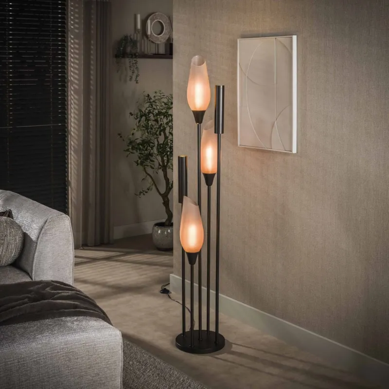 Stehlampe Cocoon 5-hellbraun gefrostet