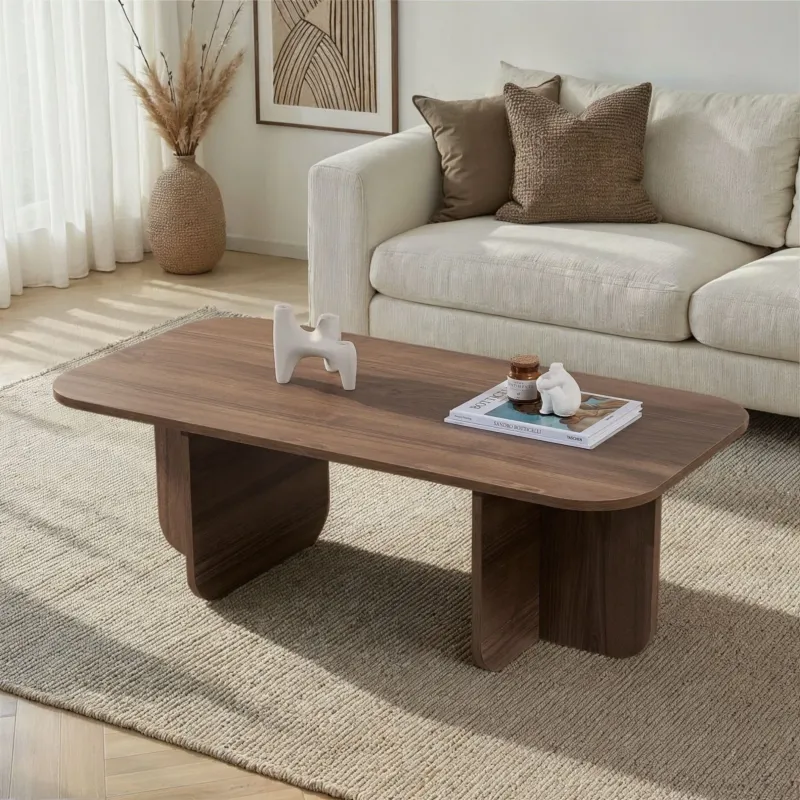 Akira Couchtisch in Walnussoptik 120 x 60 cm Melaminbeschichtetes Holz