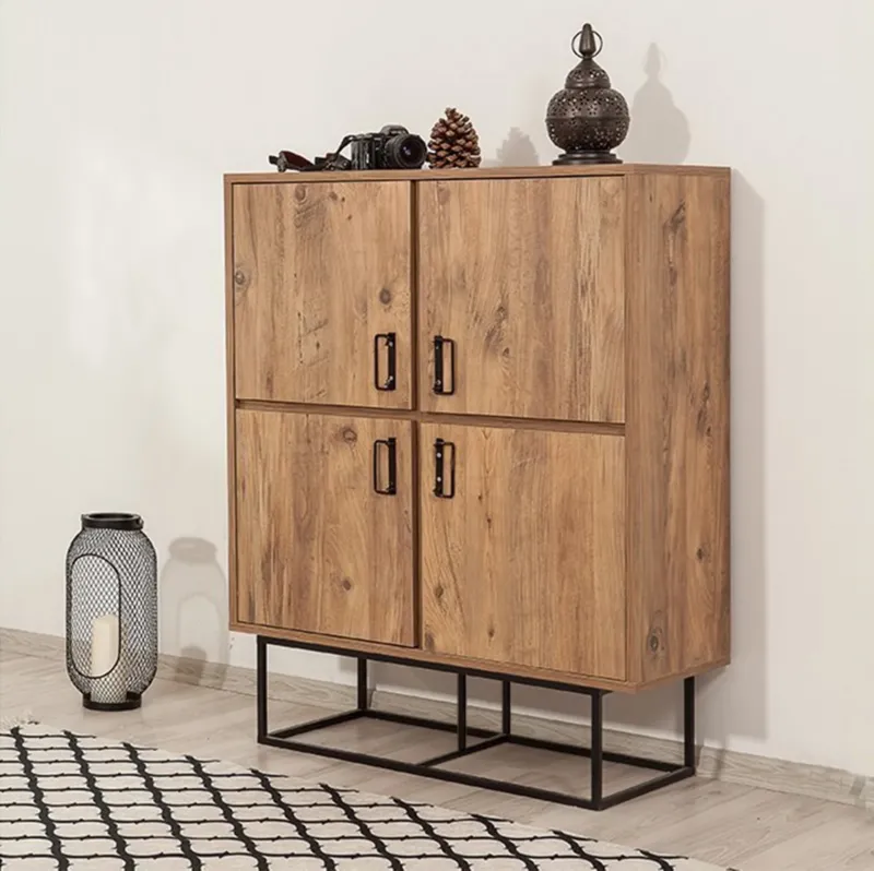 Wandschränke - Wandschrank Quantum Solo Atlantic Kiefernholz Schwarz Melamin 93x115x36 cm - Dimehouse