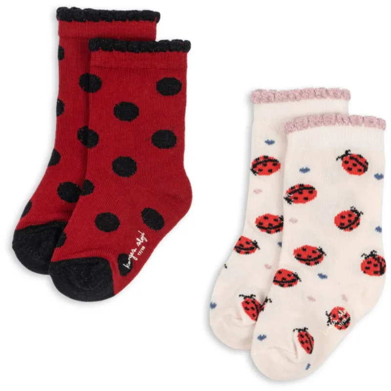 Konges Sløjd Ladybug 2 Pack Ladybug Jacquard Strumpor