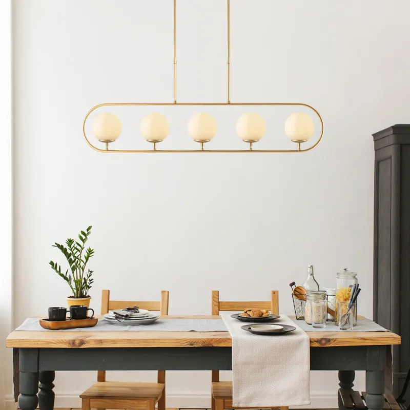 Hängelampen - Hängelampe 5 - Lichter Gold Beige Glas Lucent - Dimehouse