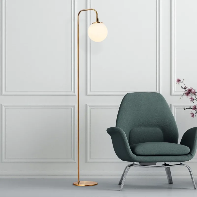 Stehlampen - Stehlampe Bronzebeige Glaskrempe - Dimehouse