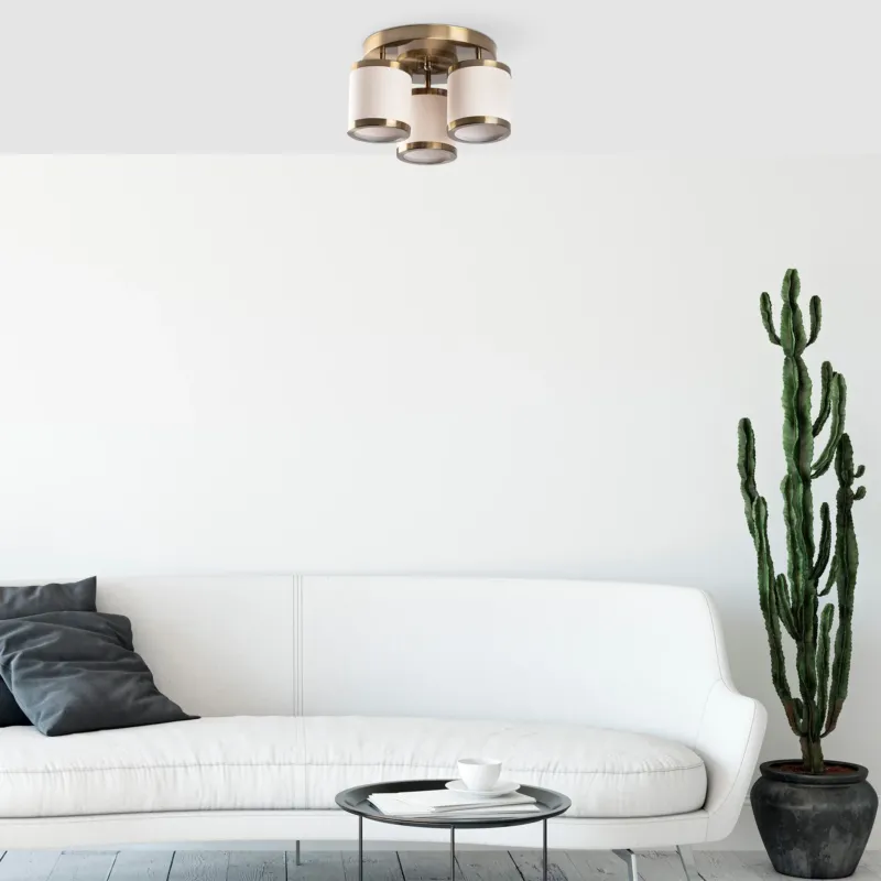 Deckenleuchten - Deckenlampe Bronzefarben Stoff Frost - Dimehouse