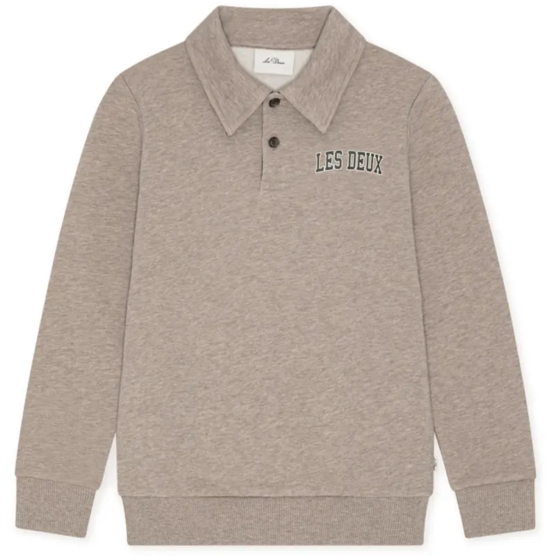 Les Deux Kids Dark Sand Melange College Rugby Pikétröja Sweatshirt Kids