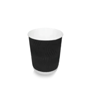 takeaware.nl Koffiebekers Kartonnen koffiebeker 177cc 7oz Ripple Zwart