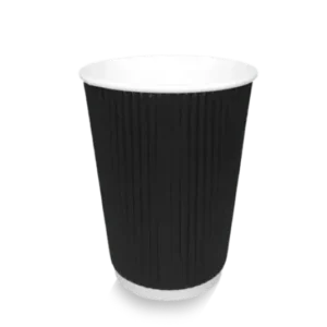 takeaware.nl Koffiebekers Kartonnen koffiebeker 360cc 12oz Ripple Zwart