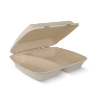 takeaware.nl Maaltijdbakken en schalen Menubox 2-vaks IP4 suikerriet BIO