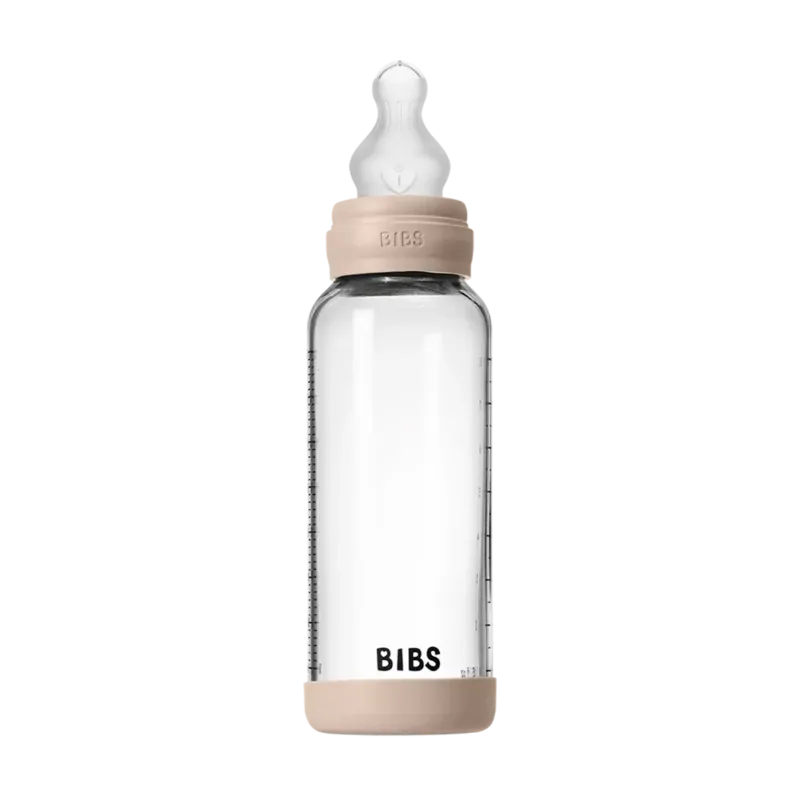 Baby Glass Bottle Set 240ml Silicone - Blush - BIBS