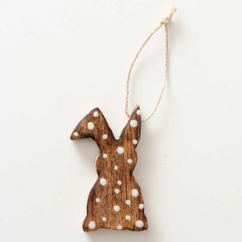 Boltze - Holz-Hängefigur Hase Merel mit Punkten Deko