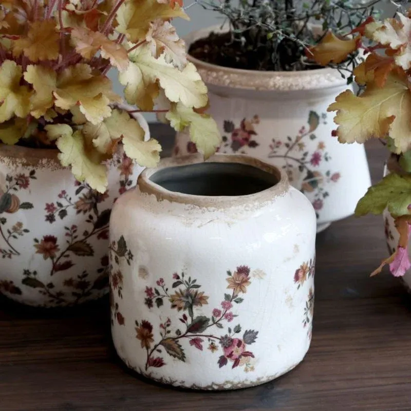 Blumentopf mit Blumenmotiv – Chic Antique