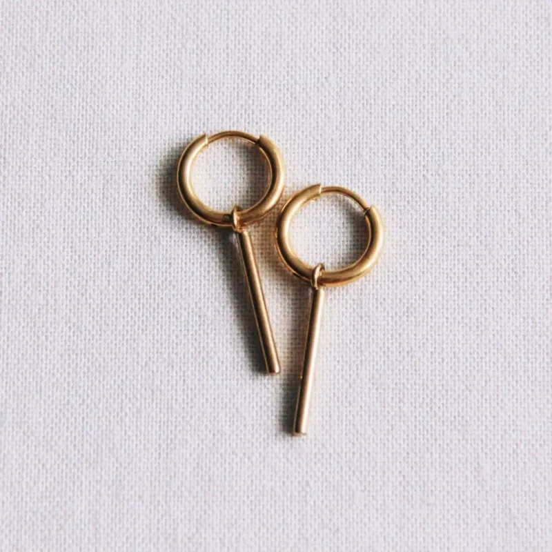 Damen Ohrringe Creolen mit Stäben gold 12mm