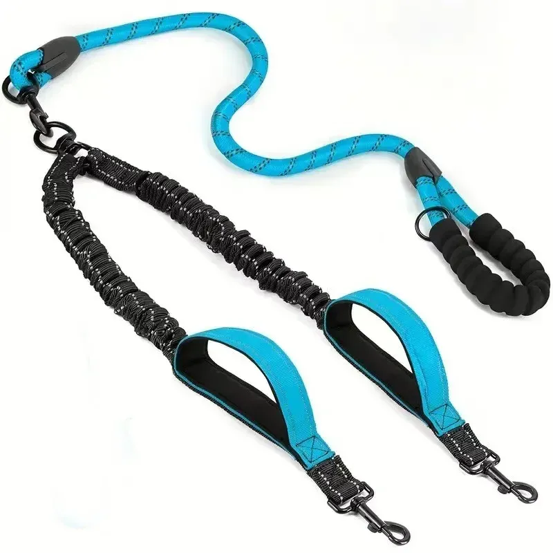 Dual Dog Leash with Reflective Design, 360° Swivel & Shock Absorption 0