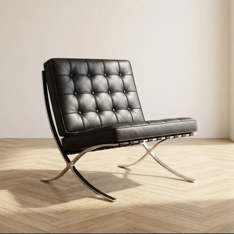 Expo-Sessel aus schwarzem Premium-Leder in Mood-Foto Modern Innenraum