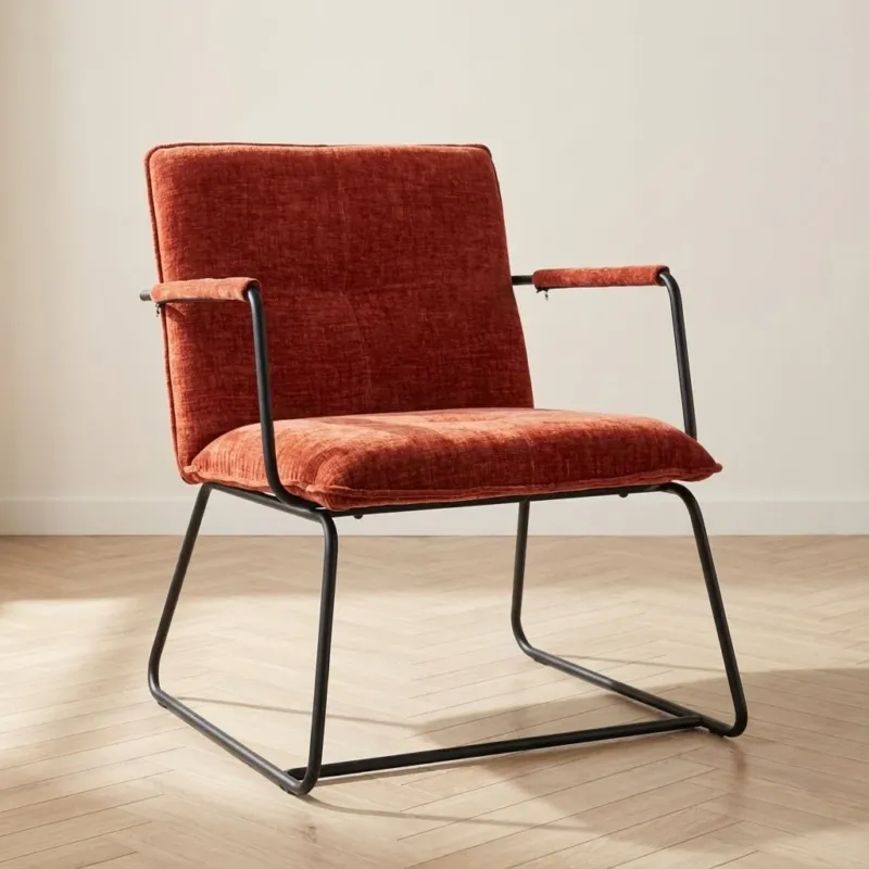 Sessel Hailey Kupfer Chenille stimmungsvolles Foto in Modern Innenraum