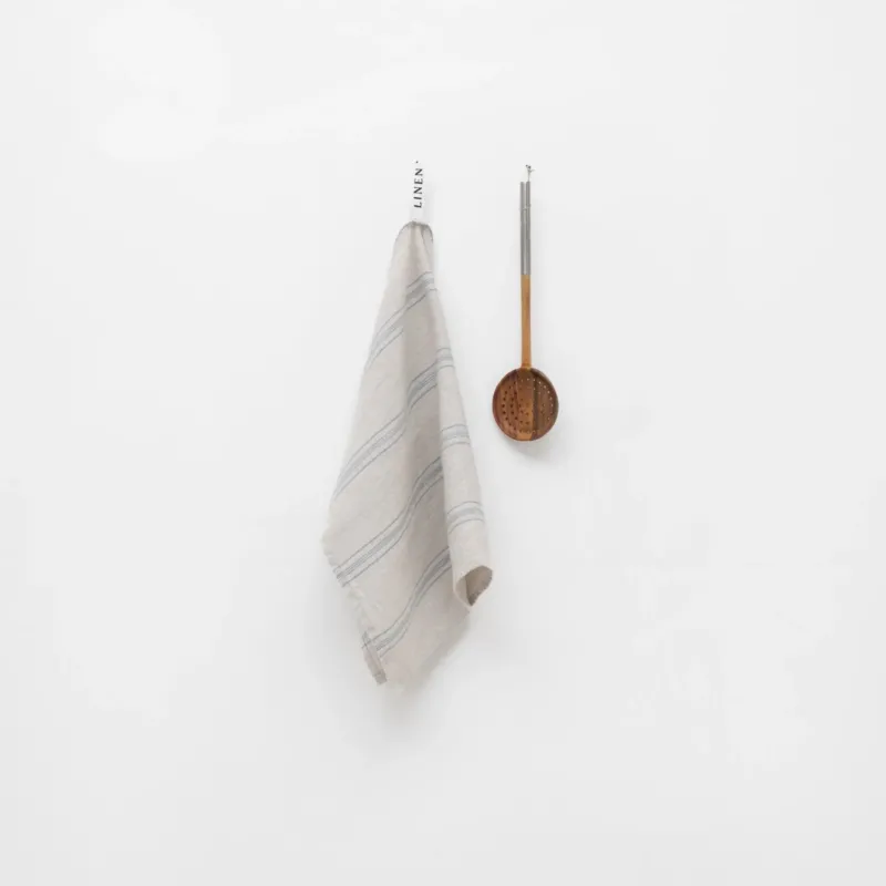 Leinen - Geschirrtuch, Grey Blue Wide Stripe Rustic - Linen Tales